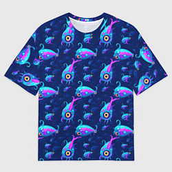 Футболка оверсайз мужская Subnautica паттерн с рыбами, цвет: 3D-принт