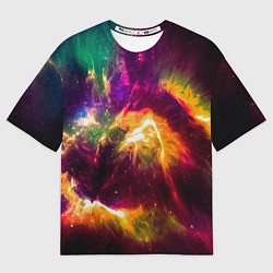 Футболка оверсайз мужская Небула в космосе разноцветная - нейронная сеть, цвет: 3D-принт