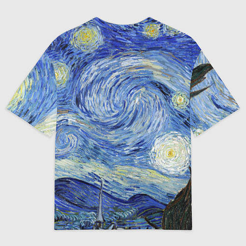 Мужская футболка оверсайз Кот Бегемот на примусе в Звездной ночи / 3D-принт – фото 2