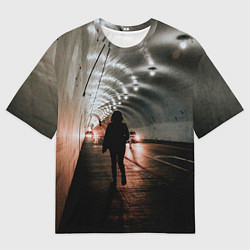 Футболка оверсайз мужская Ночной тоннель, цвет: 3D-принт