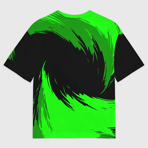 Мужская футболка оверсайз Шкода - зеленые штрихи / 3D-принт – фото 2