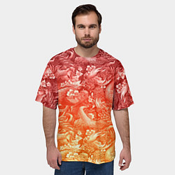 Футболка оверсайз мужская Огненная татуировка с элементами дракона, цвет: 3D-принт — фото 2