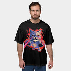 Футболка оверсайз мужская Котозилла, цвет: 3D-принт — фото 2