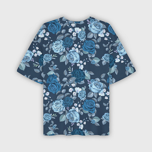Мужская футболка оверсайз Голубые розы паттерн / 3D-принт – фото 2