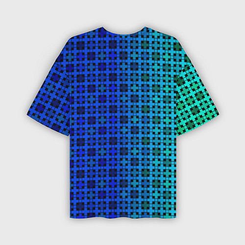 Мужская футболка оверсайз Сине-зеленый геометрический узор / 3D-принт – фото 2