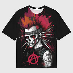 Футболка оверсайз мужская Скелет панк анархист, цвет: 3D-принт