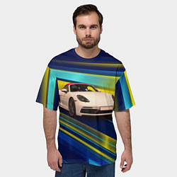 Футболка оверсайз мужская Спортивная немецкая машина Porsche 911, цвет: 3D-принт — фото 2