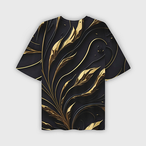 Мужская футболка оверсайз Золотой орнамент на черном / 3D-принт – фото 2