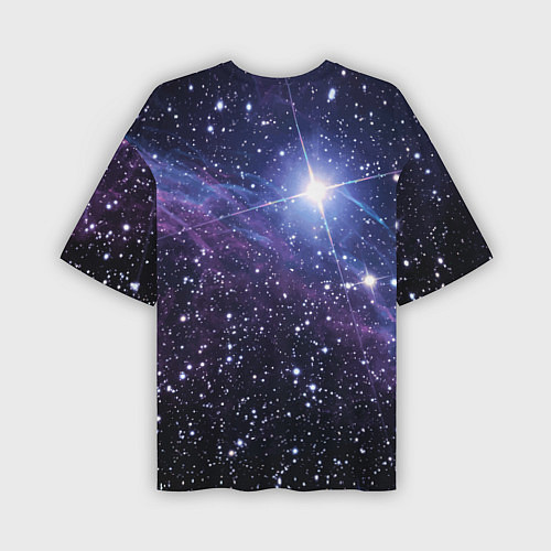 Мужская футболка оверсайз Светящийся космический медведь / 3D-принт – фото 2