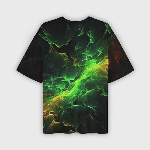 Мужская футболка оверсайз Зеленая молния / 3D-принт – фото 2