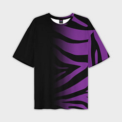 Мужская футболка оверсайз Фиолетовый с черными полосками зебры