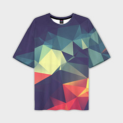 Мужская футболка оверсайз Разноцветный полигональный узор