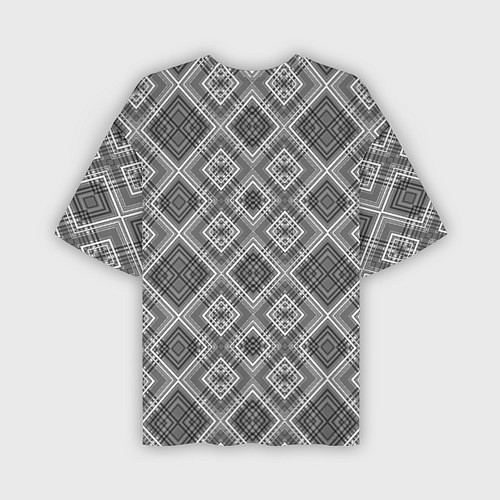Мужская футболка оверсайз Геометрический узор черно белые ромбы / 3D-принт – фото 2