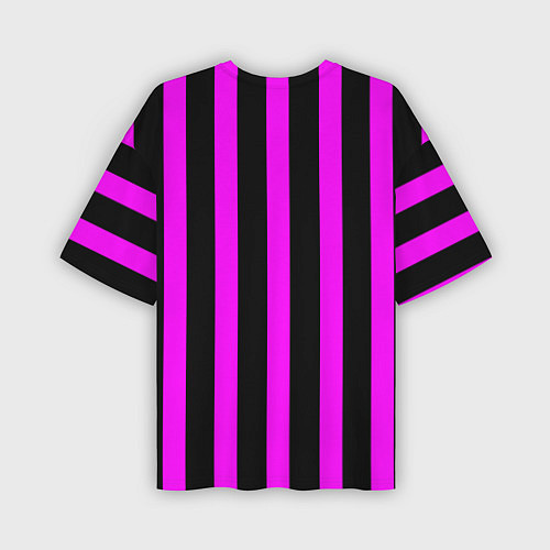 Мужская футболка оверсайз В полоску черного и фиолетового цвета / 3D-принт – фото 2
