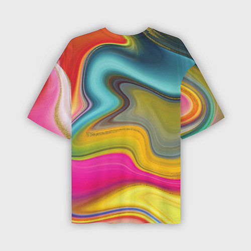 Мужская футболка оверсайз Волны цвета / 3D-принт – фото 2