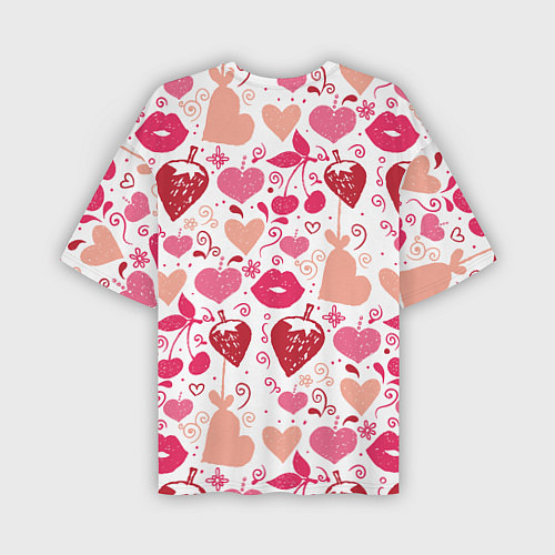 Мужская футболка оверсайз Клубничная любовь / 3D-принт – фото 2