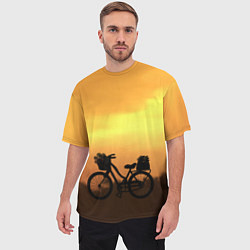 Футболка оверсайз мужская Велосипед на закате, цвет: 3D-принт — фото 2