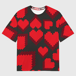 Футболка оверсайз мужская Pixel hearts, цвет: 3D-принт