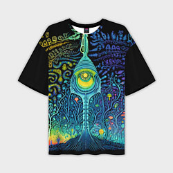Мужская футболка оверсайз Психоделика разноцветная - нейронная сеть