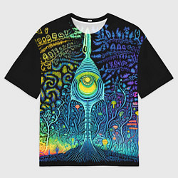 Мужская футболка оверсайз Психоделика разноцветная - нейронная сеть