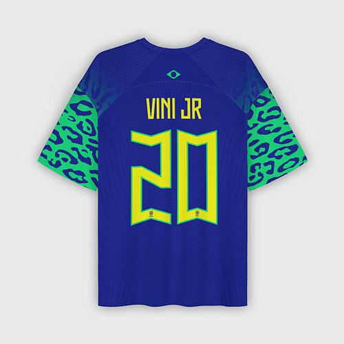 Мужская футболка оверсайз Винисиус Жуниор ЧМ 2022 сборная Бразилии гостевая / 3D-принт – фото 2