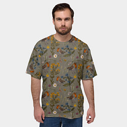 Футболка оверсайз мужская Малиновки и зверобой, цвет: 3D-принт — фото 2