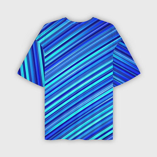 Мужская футболка оверсайз Сине голубые узорчатые полосы / 3D-принт – фото 2