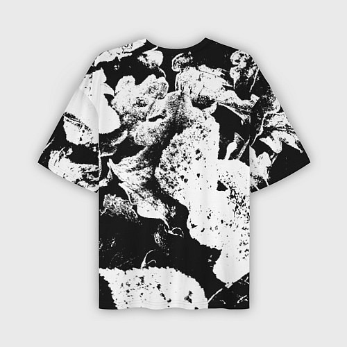 Мужская футболка оверсайз Листья черно-белое / 3D-принт – фото 2