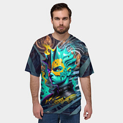 Футболка оверсайз мужская Барт Симпсон - фрактальная фантазия, цвет: 3D-принт — фото 2