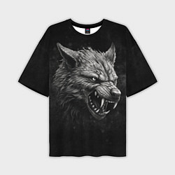 Мужская футболка оверсайз Волк - grunge style