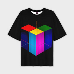 Мужская футболка оверсайз Многосторонний цветной куб