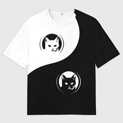Футболка оверсайз мужская 2 кота в инь-янь, цвет: 3D-принт