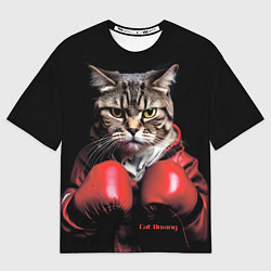 Мужская футболка оверсайз Cat boxing