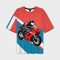Мужская футболка оверсайз Нарисованный мотоциклист