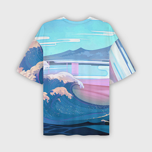Мужская футболка оверсайз Japan - landscape - waves / 3D-принт – фото 2