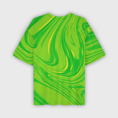 Мужская футболка оверсайз Насыщенный зеленый абстракция / 3D-принт – фото 2