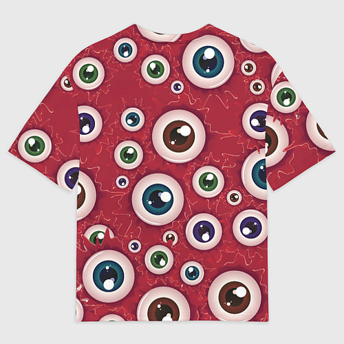 Мужская футболка оверсайз Множество жутких глаз / 3D-принт – фото 2