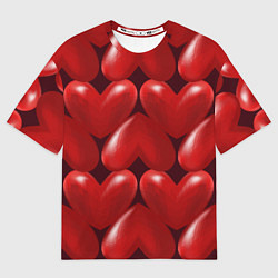 Мужская футболка оверсайз Red hearts