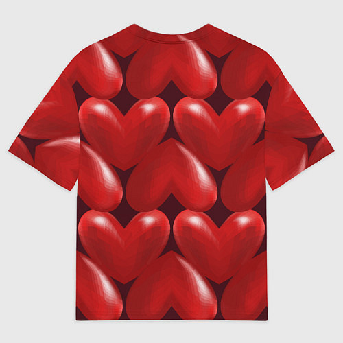 Мужская футболка оверсайз Red hearts / 3D-принт – фото 2