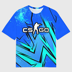 Футболка оверсайз мужская Кс го - синие буйство красок, цвет: 3D-принт
