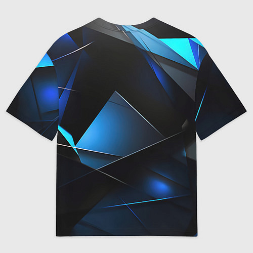 Мужская футболка оверсайз Черные и синие элементы / 3D-принт – фото 2