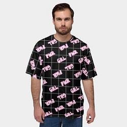 Футболка оверсайз мужская Girl power - черный в клетку, цвет: 3D-принт — фото 2