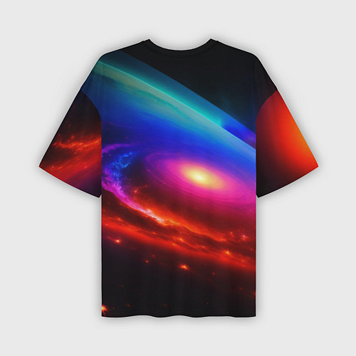 Мужская футболка оверсайз Неоновая галактика / 3D-принт – фото 2