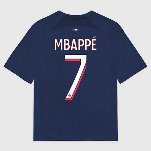 Мужская футболка оверсайз Килиан Мбаппе форма ПСЖ 2324 домашняя / 3D-принт – фото 2