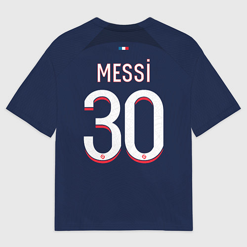 Мужская футболка оверсайз Лионель Месси форма ПСЖ 2324 домашняя / 3D-принт – фото 2