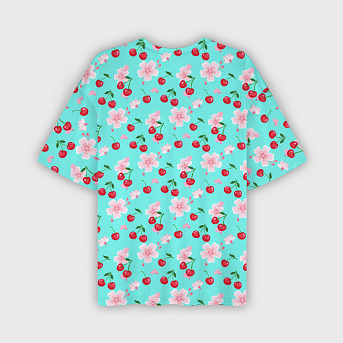 Мужская футболка оверсайз Паттерн цветущая вишня / 3D-принт – фото 2