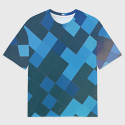 Мужская футболка оверсайз Синий прямоугольный паттерн