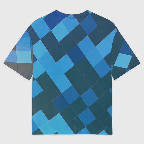 Мужская футболка оверсайз Синий прямоугольный паттерн / 3D-принт – фото 2