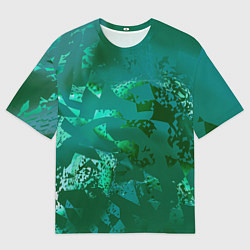 Мужская футболка оверсайз Зелёные обрывки фигур