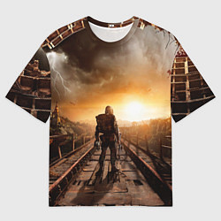 Футболка оверсайз мужская Жёлтое солнце Метро, цвет: 3D-принт